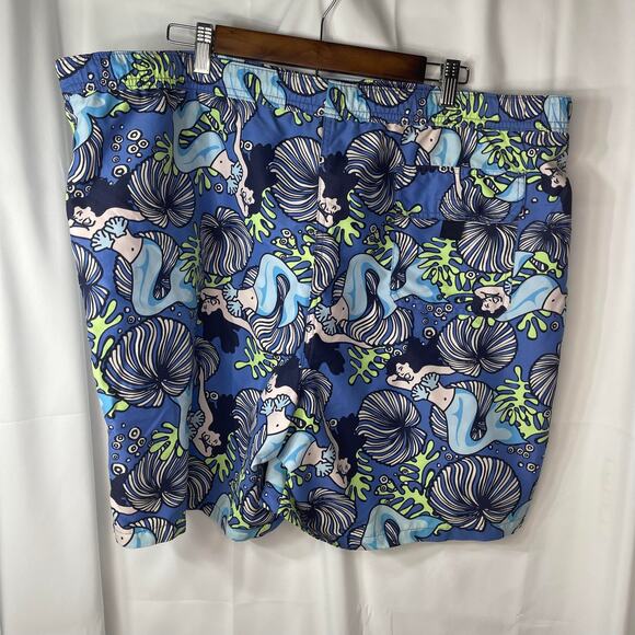 VV men's XL preppy swim trunks board shorts lined w mesh MERMAIDS elastic tie - Picture 10 of 13